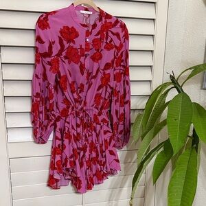 Karlie Pink and Red Floral Button-Up Dress